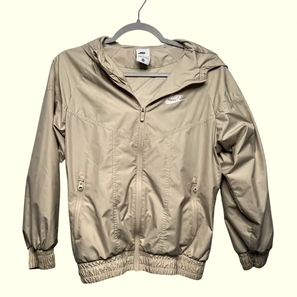 Nike Windrunner Big Kids' Hooded Repel Jacket Windbreaker Tan FZ5516-126 Kids L